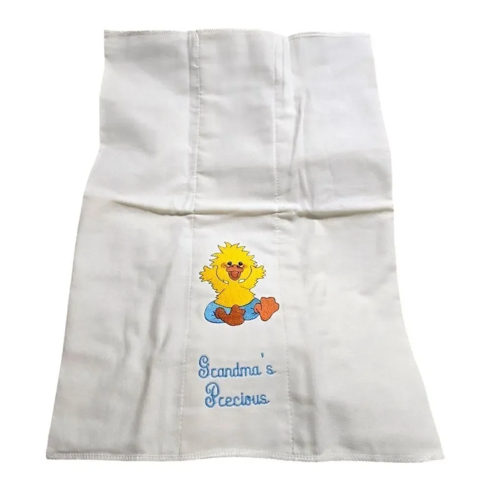 Vintage Grandmas Precious Ducky Burp Cloth Embroidered Handmade Diaper